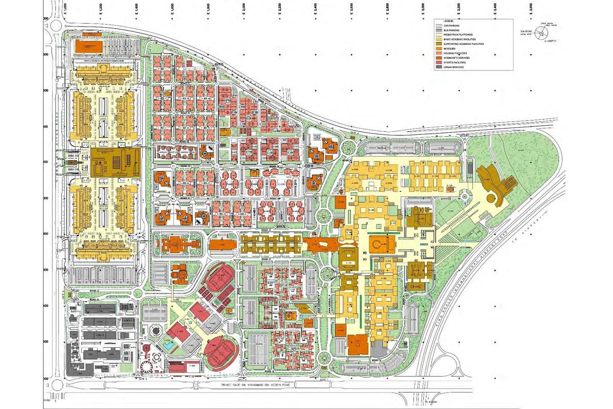 University campus site plan showing the full renovation scope